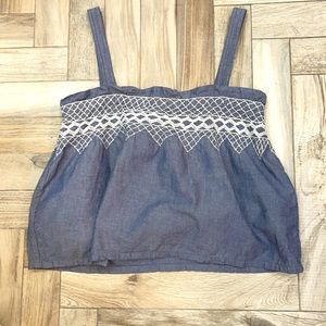 Current Elliot Chambray Smocked Crop